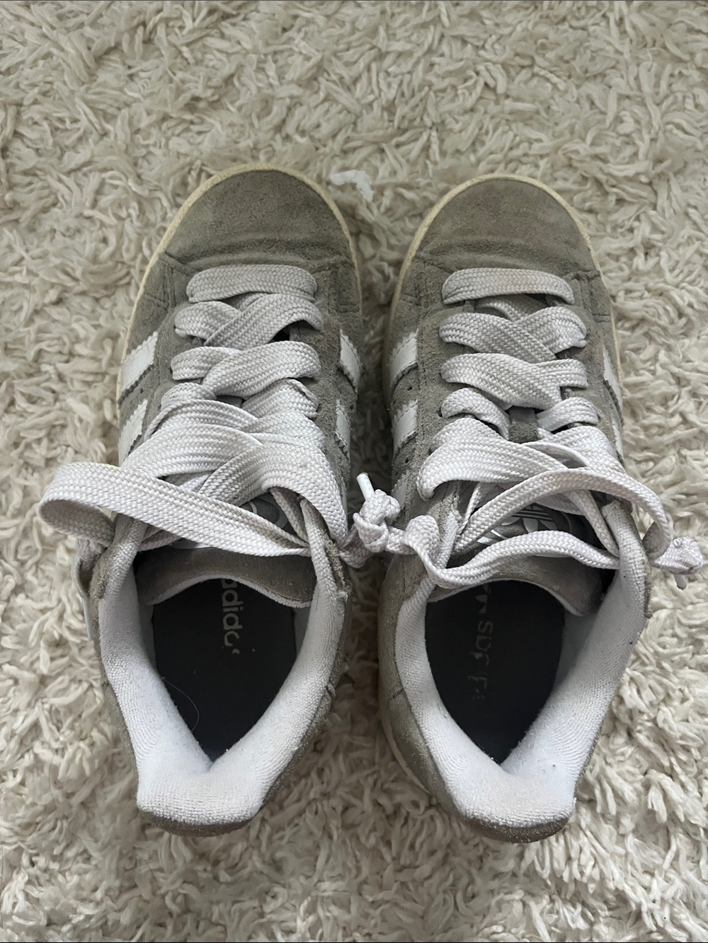 adidas Grey Suede Sneakers with White Stripes